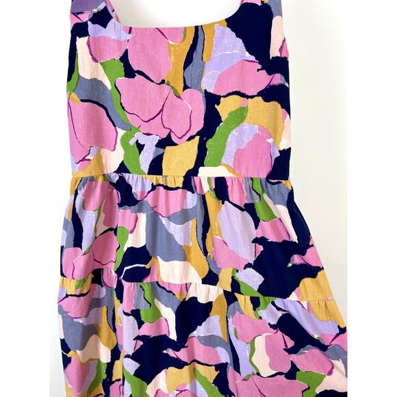 Ava & Viv Tiered Midi Dress Womens 3X Multicolor Abstract Floral Bloomcore - Picture 3 of 8